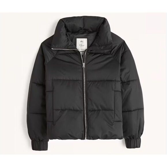 ABERCROMBIE & FITCH Puffer Jacket Women Large Ultra Classic NEW $180 Black